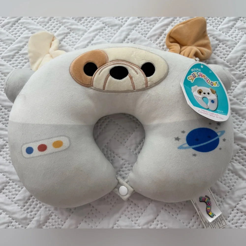 Squishmallows Space Kids Pillow Neck Collection Travel Series 6 Brock Bulldog - Picture 2 of 6